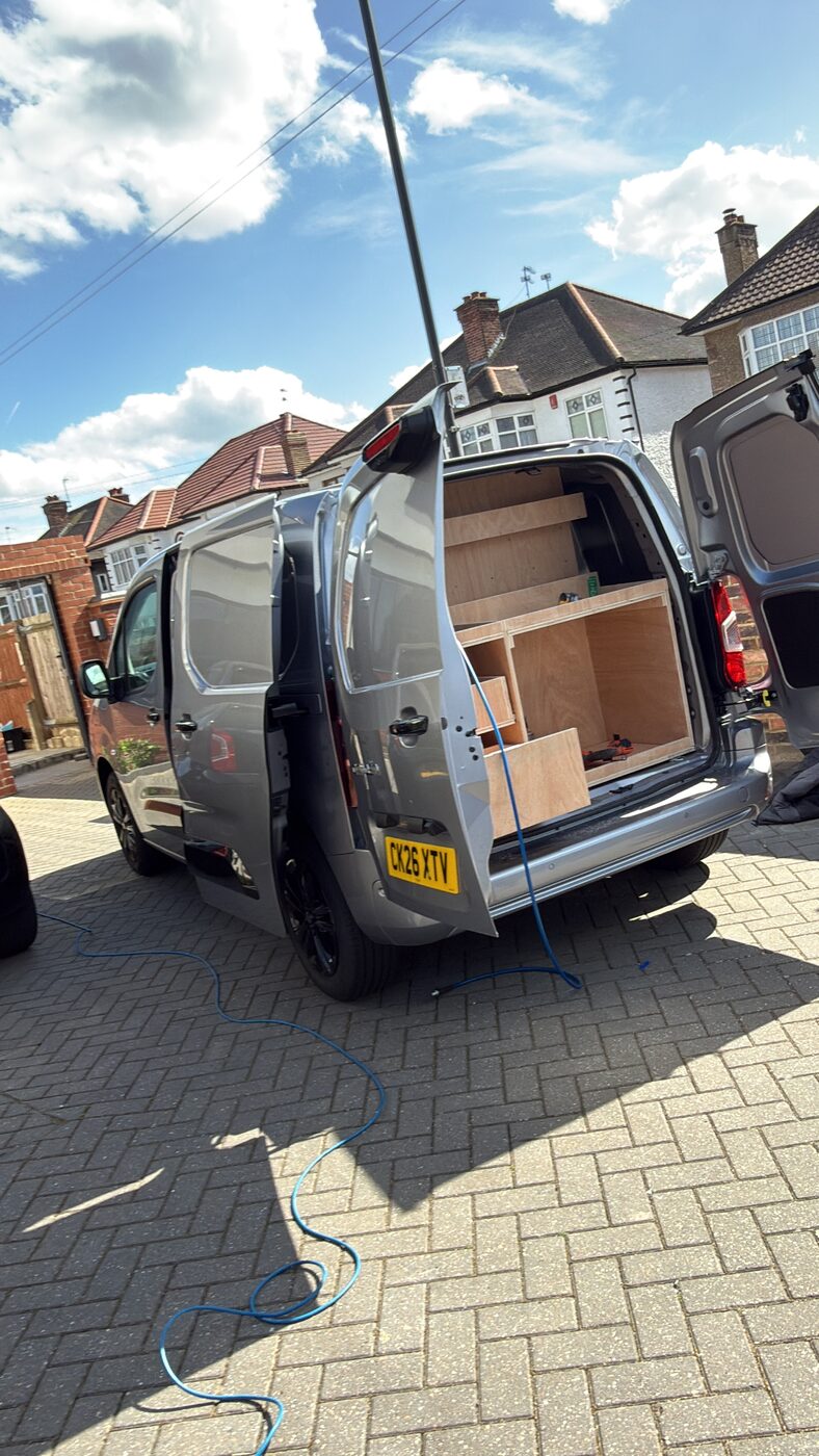 Van fitout in progress, side view
